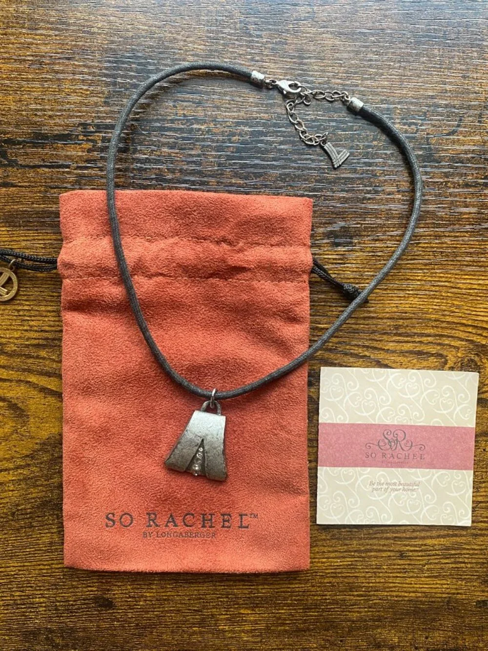 So Rachel Longaberger Trapezoid Pendant Necklace w/ Pouch & Box - Picture 7 of 14